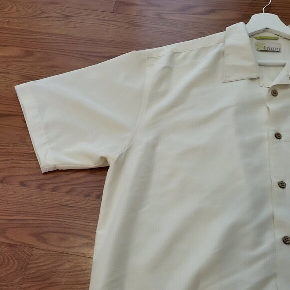 Cubavera Men's Shirt XL Linen Rayon Beige Cream Relaxed Short Sleeve Pocket - Picture 2 of 15